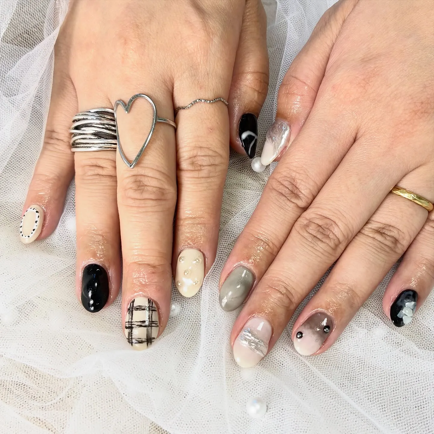 いろいろネイル🧡🩵🖤🩶🤎