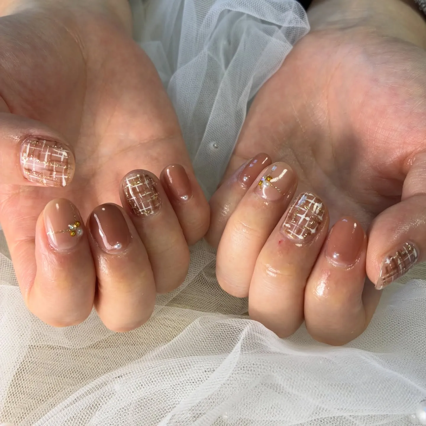 ベージュ✖️ツイード✨